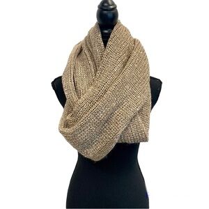 H&M taupe tan brown sequin soft fluffy infinity scarf fall winter